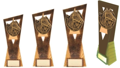 TWT Tall Antique Gold Horses Head Trophy Awards from £6.65 excVAT